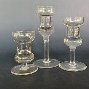 Vintage Glass Votive Candle Holders Set MCM Scandinavian 3 4 5 Inch